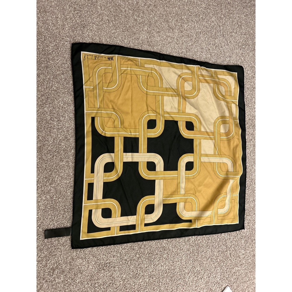 Richard Allen x H&M Scarf Womens OS Yellow Black Excellent Geometric Chain Link - Picture 7 of 7